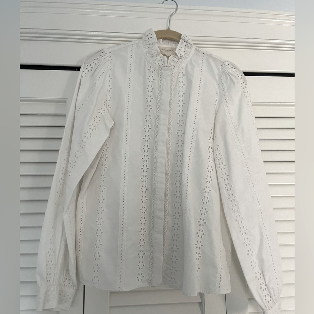 Sezane white eyelet blouse